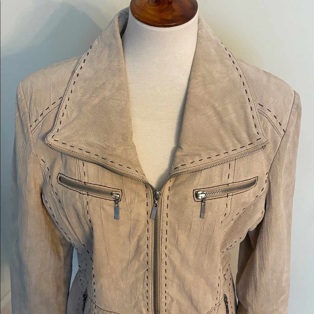 Women's Beige Leather Jacket